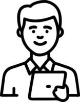 Portrait of smiling male company worker employee project manager or entrepreneur in office Happy young professional Latin business man looking at camera standing at work using tab Set 7 vector
