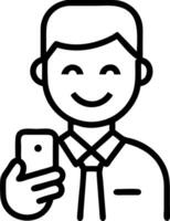 Portrait of happy African business man employee or student using smartphone at work smiling young adult male professional worker holding cell phone smart mobile tech working standi Set 4 vector