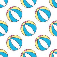 Playful summer seamless pattern with beach balls and vibrant tropical colors for a fun sunny atmosphere vector