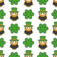 Playful leprechauns and pots of gold seamless tile pattern with vibrant festive colors vector