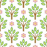 Playful spring nature seamless pattern with whimsical tree shapes and colorful blossoms for cheerful designs Set 2 vector