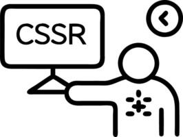 Person presents CSR icons on digital interface representing corporate social responsibility sustainability ethics community and environmental concerns in business Set 4 vector
