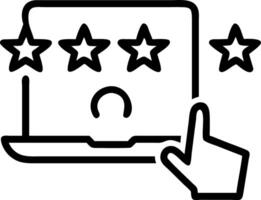 Person interacts with holographic laptop interface giving five star rating using digital feedback system symbolizing positive customer satisfaction survey in empty space vector