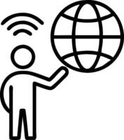 Person presenting holographic globe with WiFi 7 technology symbol symbolizing global wireless connectivity and next generation internet access in empty space Set 2 vector