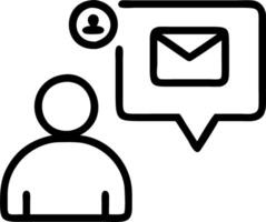 Person interacts with floating digital interface displaying new email notification symbol representing online communication and email marketing vector