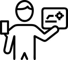 Person holding holographic tablet displaying RD icons symbolizing research and development scientific and business innovation in empty space Set 2 vector