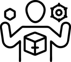 Person holding holographic tablet displaying RD icons symbolizing research and development scientific and business innovation in empty space vector