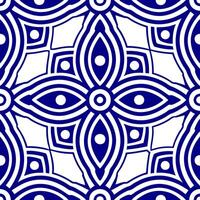 Persian paisleys and geometric patterns seamless tile pattern with rich blue hues vector