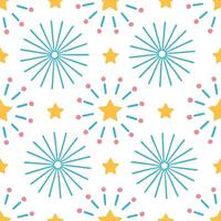 New Year seamless pattern with fireworks sparkling stars and celebratory confetti for a festive New Year Eve look Set 2 vector