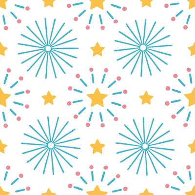New Year seamless pattern with fireworks sparkling stars and celebratory confetti for a festive New Year Eve look Set 2