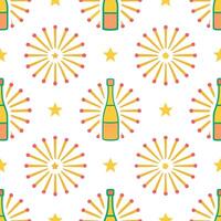 New Year seamless pattern with fireworks sparkling stars and celebratory confetti for a festive New Year Eve look vector