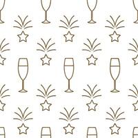 New Year seamless pattern with elegant 2023 numbers champagne flutes and fireworks for a classy celebratory design vector