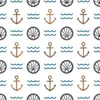 Nautical frame seamless tile pattern with maritime motifs and sea inspired elements vector