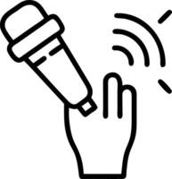 Microphone icon glowing as hand hovers symbolizing voice command input for hands free operations vector