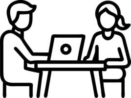 Mentor and African American female intern sit at desk with laptop doing paperwork together discussing project financial report in corporate business collaboration vector