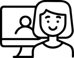 Mature woman in her 60s smiles while looking at web camera during conference call participating in virtual web chat and remote business meeting with social distancing headsho vector