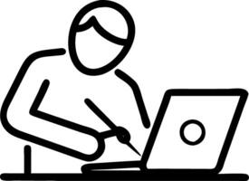 Mature busy businessman writing notes watching online webinar sitting at desk middle aged older professional business man using laptop working looking at computer technology in off vector
