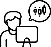 Mature crypto trader investor analyst broker using PC computer analyzing digital cryptocurrency exchange stock market trading graphs report thinking of investing funds risks doing vector