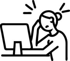 Mature businesswoman feels tired and stressed suffering from headache at work massages head due to migraine from overwork or menopause using computer at home office Set 2 vector
