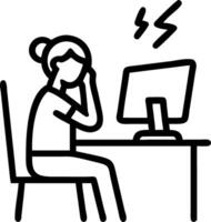 Mature businesswoman feels tired and stressed suffering from headache at work massages head due to migraine from overwork or menopause using computer at home office vector