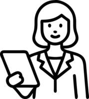 Mature businesswoman entrepreneur digital tablet in hand projecting authority while building profitable HR solutions in office setting vector