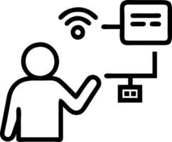 Man interacts with DNS interface with icons for internet connectivity data security website management and server operations representing DNS importance Set 2 vector