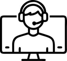 Male student wearing headphones taking online course training watching webinar remote seminar university class virtual learning social distance web teacher tutor coach on computer Set 7 vector