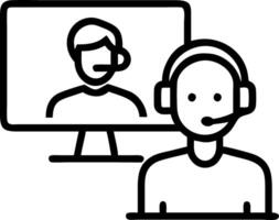Male student wearing headphones taking online course training watching webinar remote seminar university class virtual learning social distance web teacher tutor coach on computer Set 8 vector
