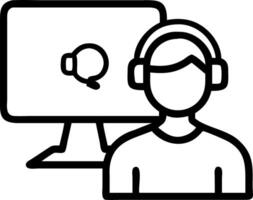 Male student wearing headphones taking online course training watching webinar remote seminar university class virtual learning social distance web teacher tutor coach on computer Set 4 vector