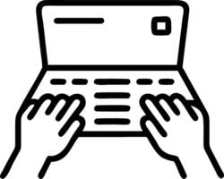 Male hands typing on laptop at office desk business software engineer using computer working with AI technology online vector