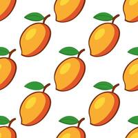 Lush mango seamless tile pattern with rich orange and yellow hues for a tropical summer touch vector