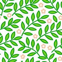 Lush garden greenery seamless tile pattern with a variety of leaves vines and fresh blooms for a vibrant feel vector
