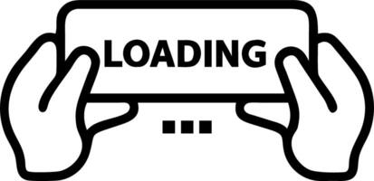 Loading indicator depicted by hands holding a holographic Loading bar with animated progress in a digital interface setting vector