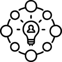 Lightbulb icons surround a group brainstorming representing creative thinking and idea generation in team settings vector