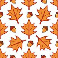 Lively autumn leaves and acorns seamless tile pattern with rich warm colors vector