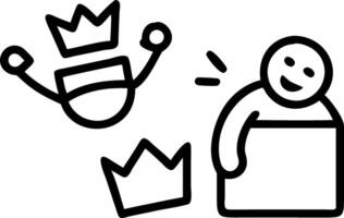Leaning on broken crate levity and laughter humor chuckles minstrels mime kings confusion faking royal decrees conjuring buoyant giggles ephemeral scene vector