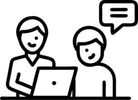Latin mid aged manager mentor helps Asian worker using laptop in office two happy professional coworkers discuss online plan at work diverse businesspeople using computer and talki Set 4 vector