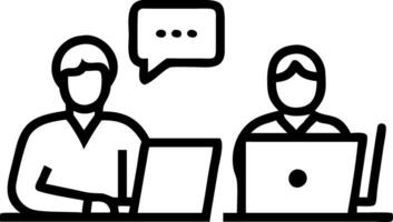 Latin mid aged manager mentor helps Asian worker using laptop in office two happy professional coworkers discuss online plan at work diverse businesspeople using computer and talki vector
