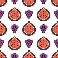 Juicy fig and grape seamless tile pattern with rich colors and autumn vibes vector