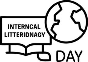 International Literacy Day border frame with open book and quill pen copy space for text Set 8 vector