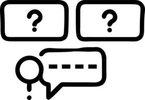 Interactive question panel depicted by a floating set of question marks with one illuminated as the selected option in a digital interface vector