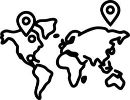 Interactive map depicted by a glowing map with location pins indicating global business hubs in a connected international network vector