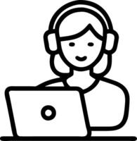 Indian female student wears headphones learns online by watching webinar class on laptop participates in e learning remote lesson takes notes or calls in virtual conference m vector