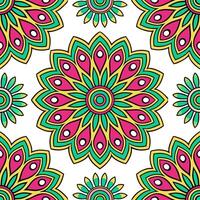 Indian mandala patterns and peacocks seamless tile pattern with vibrant colors Set 2 vector