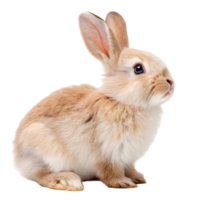 Cute fluffy rabbit sitting calmly, showcasing its soft fur and curious expression in a bright environment png