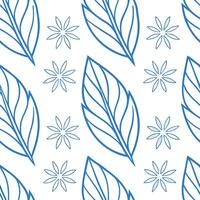Icy frost leaf seamless tile pattern with delicate snowflakes and cool blue accents vector