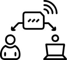 Holographic workspace featuring communication and data sharing icons for efficient remote work tools vector