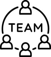 Holographic team icons arranged in a circle for role play pushing users to coordinate tasks brainstorm and share accountability vector