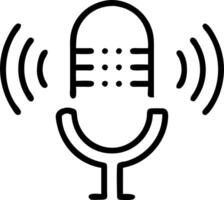 Holographic microphone icon surrounded by soundwave data representing virtual assistant functionalities vector