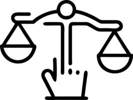 Holographic icons showcasing AI ethics justice and innovation driven decision making vector